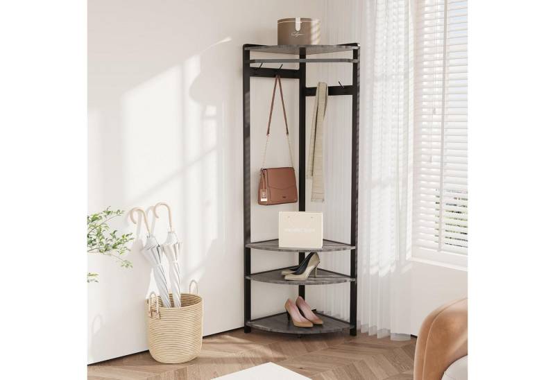 GarveeMore Garderobenständer Garderobenständer, Metall-Eckgarderobe Flurbaum, mit 6 Doppelhaken von GarveeMore
