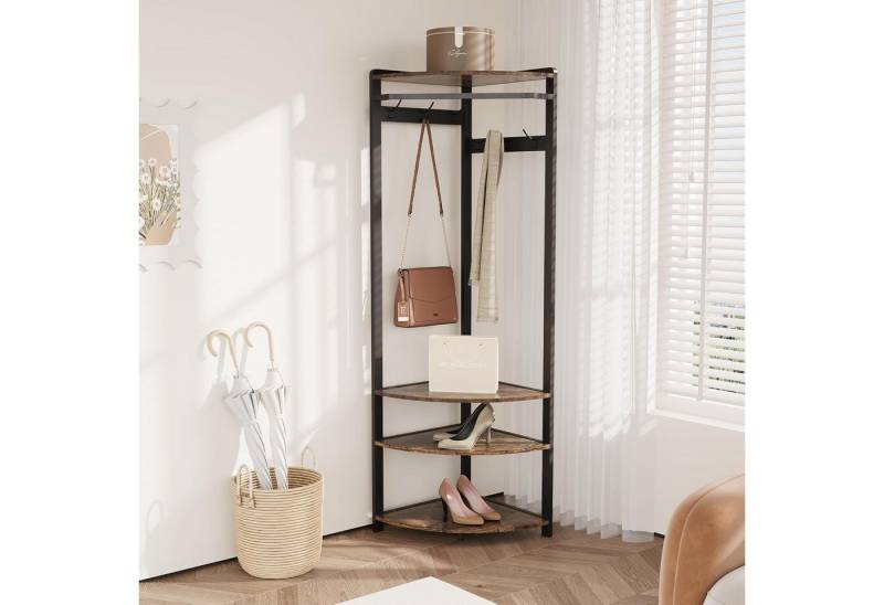 GarveeMore Garderobenständer Garderobenständer, Metall-Eckgarderobe Flurbaum, mit 6 Doppelhaken von GarveeMore