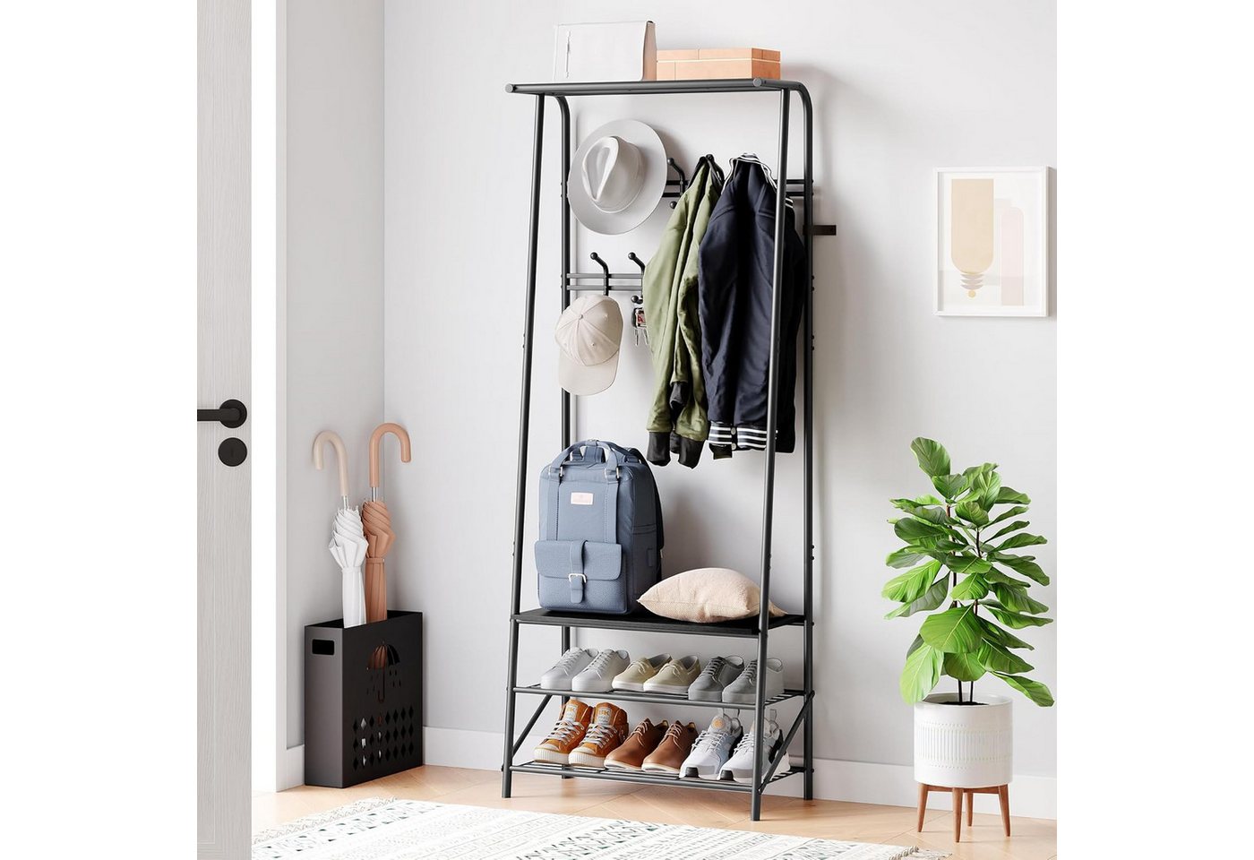 GarveeMore Garderobenständer Garderobenständer Kleiderständer mit Schuhbank,4-in-1 Design Garderobe GarveeMore Garderobenständer Garderobenständer Kleiderständer mit Schuhbank,4-in-1 Design Garderobe von GarveeMore
