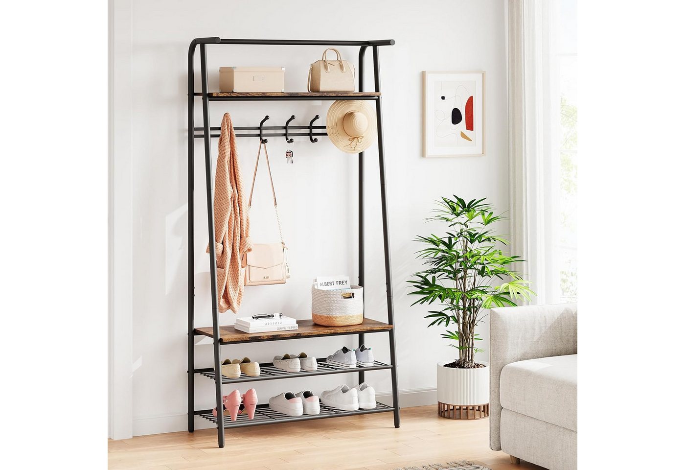 GarveeMore Garderobenständer Garderobenständer Kleiderständer mit Schuhbank,4-in-1 Design Garderobe GarveeMore Garderobenständer Garderobenständer Kleiderständer mit Schuhbank,4-in-1 Design Garderobe von GarveeMore