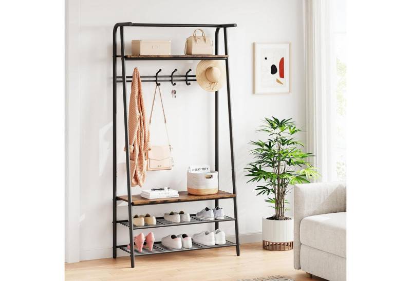 GarveeMore Garderobenständer Garderobenständer Kleiderständer mit Schuhbank,4-in-1 Design Garderobe von GarveeMore