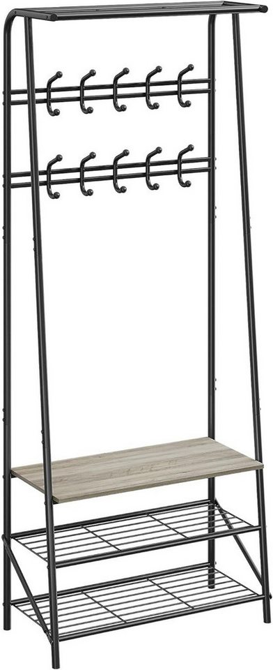 GarveeMore Garderobenständer Garderobenständer Kleiderständer mit Schuhbank,4-in-1 Design Garderobe von GarveeMore