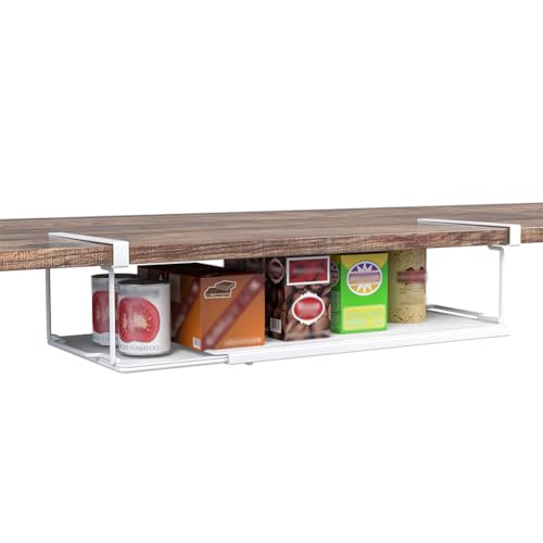 GarveeMore Hängekorb Ausziehbar Unterregal Hängekorb Aus Metall Mit Verstellbarer 38,5-70,5 cm, Hängendes Unterschrankregal Küchenschrank Organizer von GarveeMore