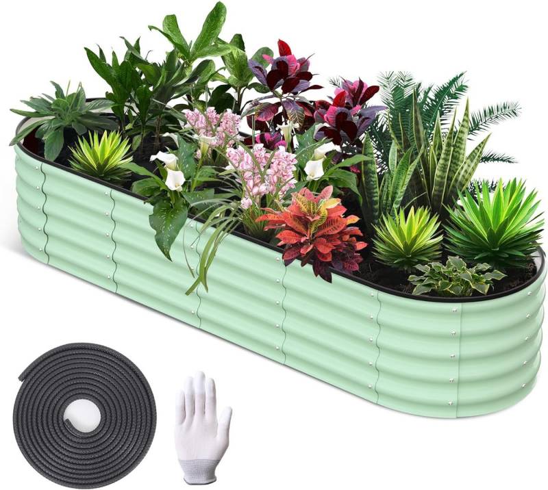 GarveeMore Hochbeet Hochbeet Pflanzenkasten Gartenbeet aus Metall243x61x46cm von GarveeMore