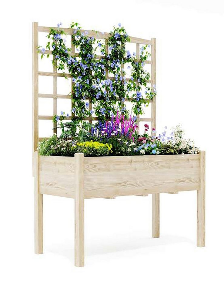 GarveeMore Hochbeet Pflanzbeet Gartenbeet Blumenbeet Gemüsegarten aus Holz 118x59x166cm von GarveeMore