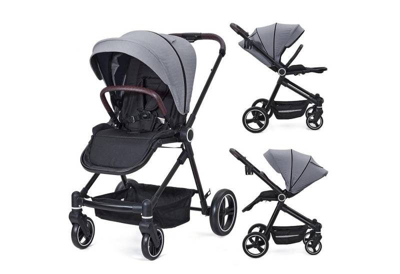 GarveeMore Kinder-Buggy Faltbarer mit umkehrbarer Rückenlehne,Aufbewahrungskorb, mit verstellbarer Fußstütze und Verdeck, Becherhalter von GarveeMore