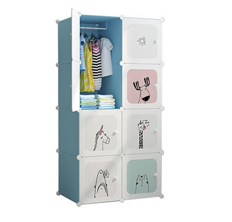 GarveeMore Kinderkleiderschrank Kleiderschrank Kinderkleiderschrank Kinderregal Schuhregal aus Kunststoff, mit 8 Würfeln von GarveeMore