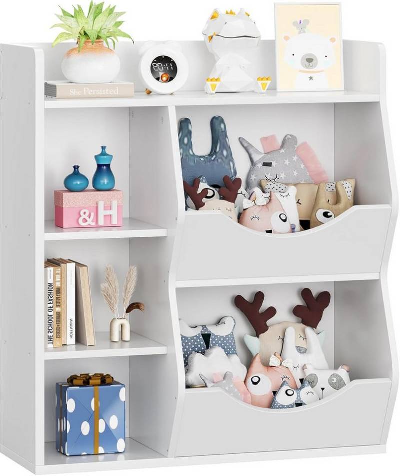 GarveeMore Kinderregal Bücherregal Kinder Spielzeugregal mit 5 Fächern 81x30x92cm von GarveeMore