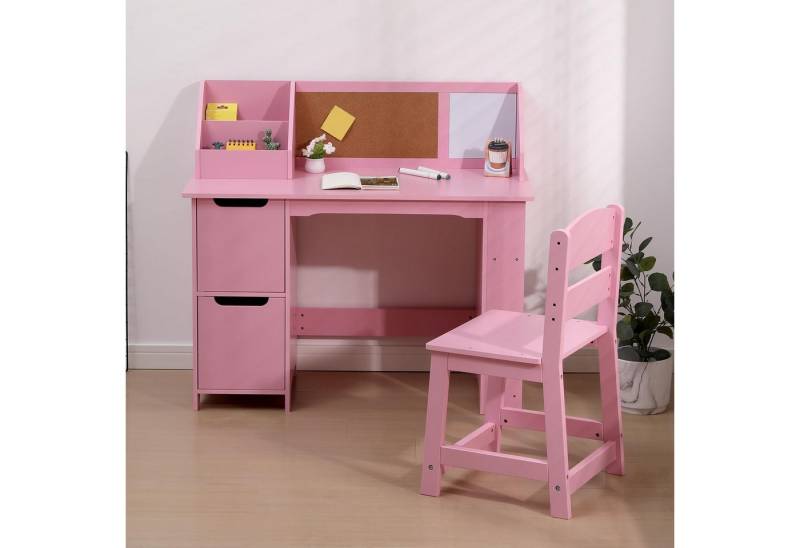 GarveeMore Kinderschreibtisch Kindertisch und Stuhl Set mit Aufbewahrungshütte und Bulletin Board von GarveeMore