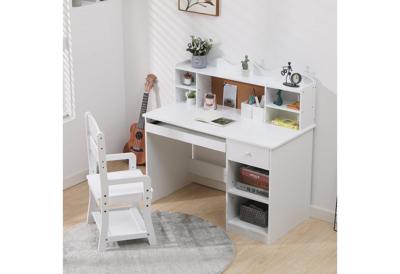 GarveeMore Kinderschreibtisch Kindertisch und Stuhl Set verstellbarer Studientisch mit Hutch GarveeMore Kinderschreibtisch Kindertisch und Stuhl Set verstellbarer Studientisch mit Hutch von GarveeMore