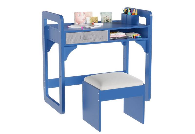 GarveeMore Kinderschreibtisch Schreibtisch- und Stuhlset für Kinder höhenverstellbar 83x46x80cm von GarveeMore