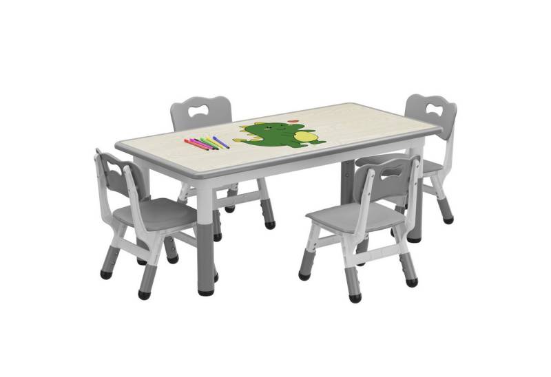 GarveeMore Kindersitzgruppe Kindertisch und Stuhl Set Höhenverstellbar mit 4 Sitzen von GarveeMore