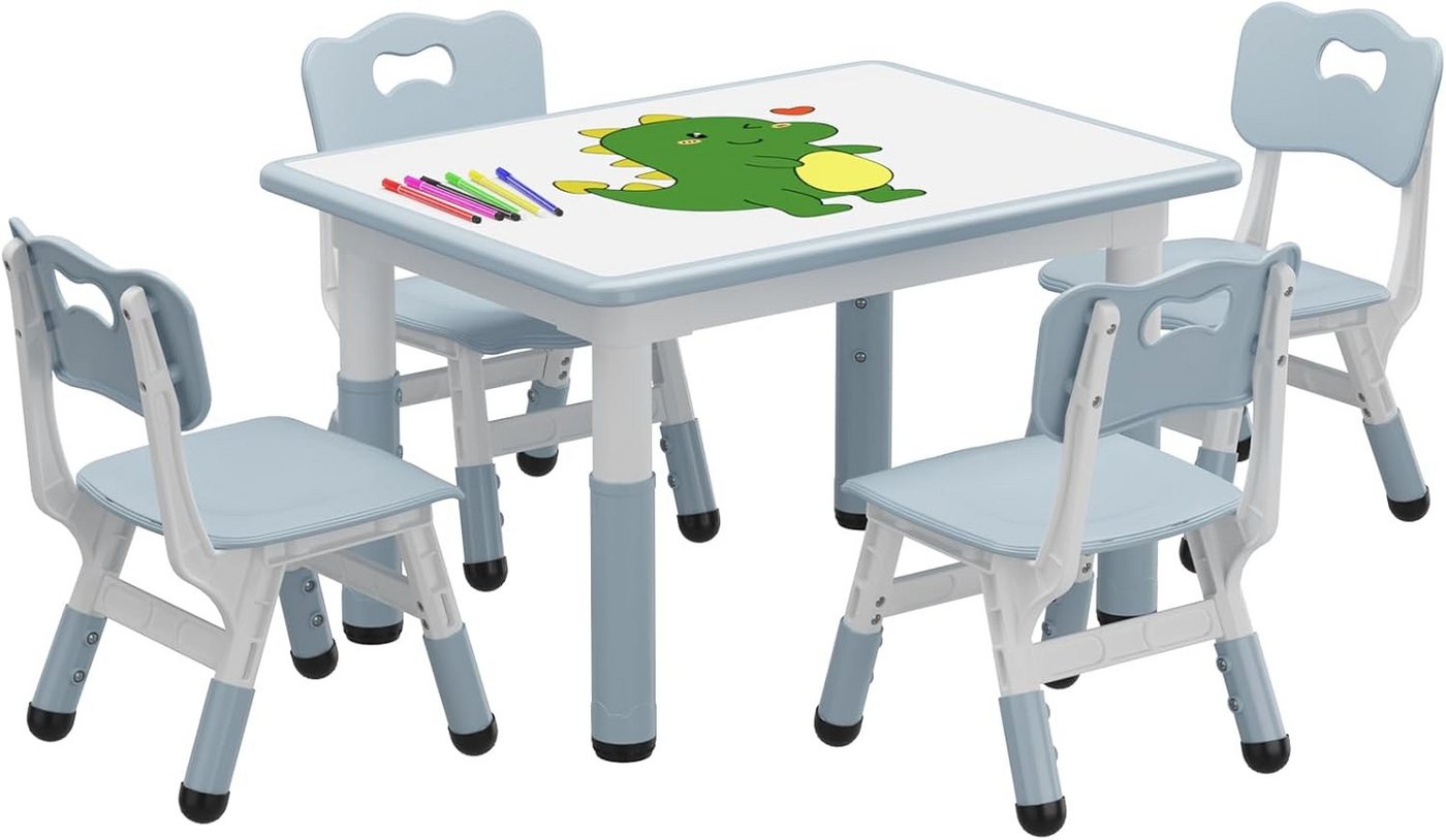 GarveeMore Kindersitzgruppe mit 4 Stühlen und Graffiti-Schreibtisch,höhenverstellbares, 5-tlg Kindertisch,für Kleinkinder Zum Zeichnen,Lesen,Kunsthandwerk GarveeMore Kindersitzgruppe mit 4 Stühlen und Graffiti-Schreibtisch,höhenverstellbares, 5-tlg Kindertisch,für Kleinkinder Zum Zeichnen,Lesen,Kunsthandwerk von GarveeMore