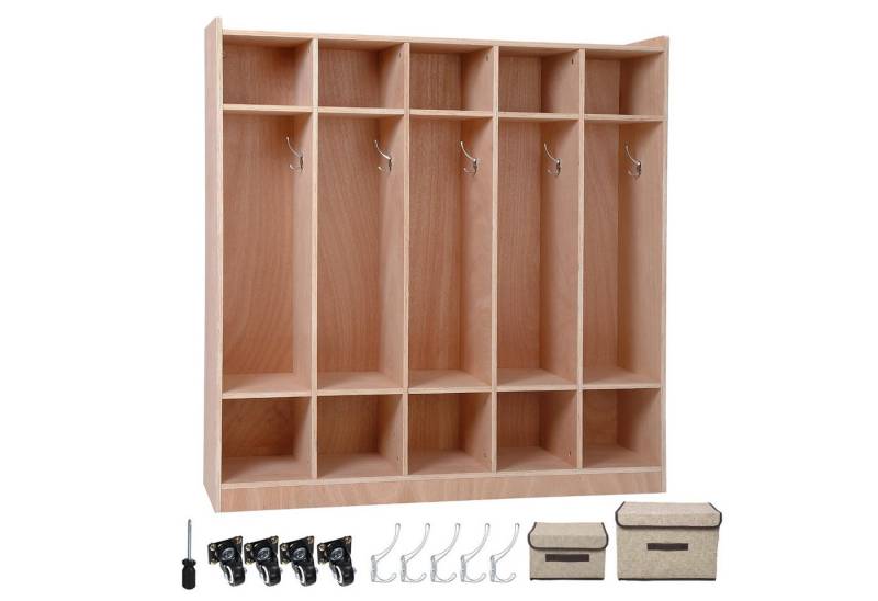GarveeMore Kleiderschrank 5 Abschnitt Holz Mantel Locker Cubby mit 4 Rädern 2 Organisatoren GarveeMore Kleiderschrank 5 Abschnitt Holz Mantel Locker Cubby mit 4 Rädern 2 Organisatoren von GarveeMore