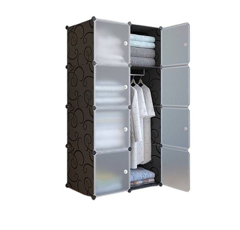 GarveeMore Kleiderschrank DIY Kombischrank Steckregal modularer Kombischrank (Staub- und Wasserabweisend, mit Tür) Kleiderschrank mit 8 Würfeln von GarveeMore