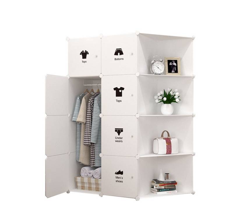 GarveeMore Kleiderschrank Mit Platz zum Aufhängen,DIY Kombischrank,modularer Kombischrank Modulare Kleiderschrank-Kombination mit Mehrfachfächern von GarveeMore