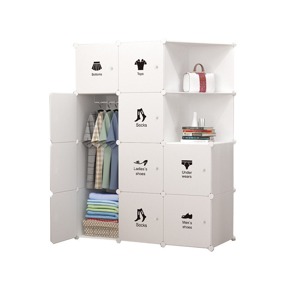 GarveeMore Kleiderschrank Mit Platz zum Aufhängen,DIY Kombischrank,modularer Kombischrank Modulare Kleiderschrank-Kombination mit Mehrfachfächern von GarveeMore