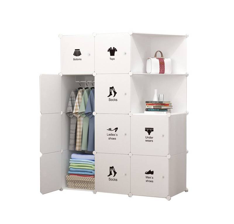 GarveeMore Kleiderschrank Mit Platz zum Aufhängen,DIY Kombischrank,modularer Kombischrank Modulare Kleiderschrank-Kombination mit Mehrfachfächern von GarveeMore