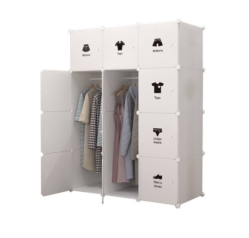GarveeMore Kleiderschrank Mit Platz zum Aufhängen,DIY Kombischrank,modularer Kombischrank Modulare Kleiderschrank-Kombination mit Mehrfachfächern von GarveeMore