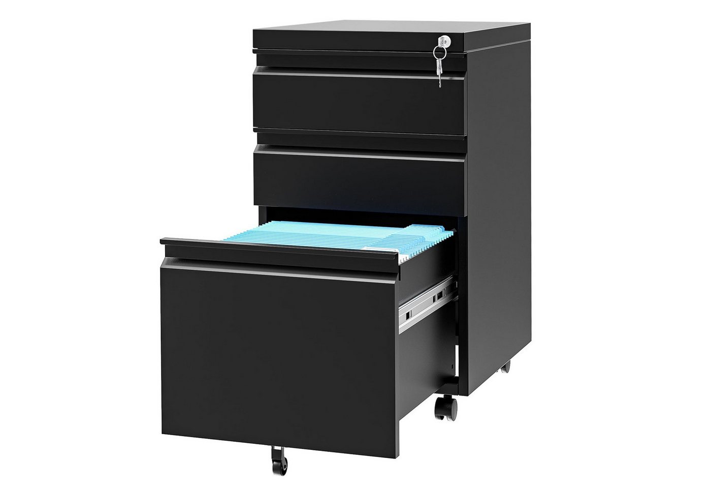 GarveeMore Kommode 3-Schublade Mobile Dateischrank mit Schlüsseln von GarveeMore
