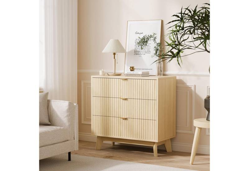 GarveeMore Kommode 3 Schubladen Kommoden Moderne Fluted Schrank Kommoden von GarveeMore