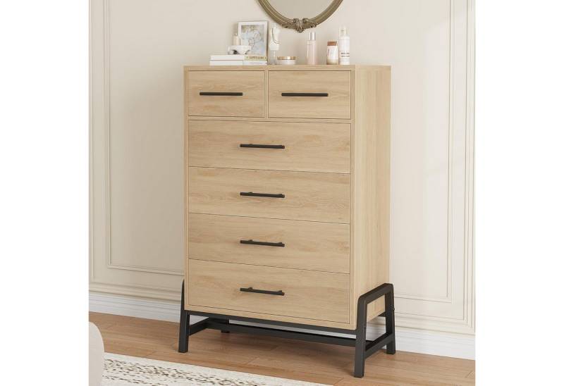 GarveeMore Kommode 4+2 für Schlafzimmer,118 cm hohe Kommode mit freistehendem Stauraum, Aufbewahrungstruhe aus Holz für Wohnzimmer,Schlafzimmer von GarveeMore