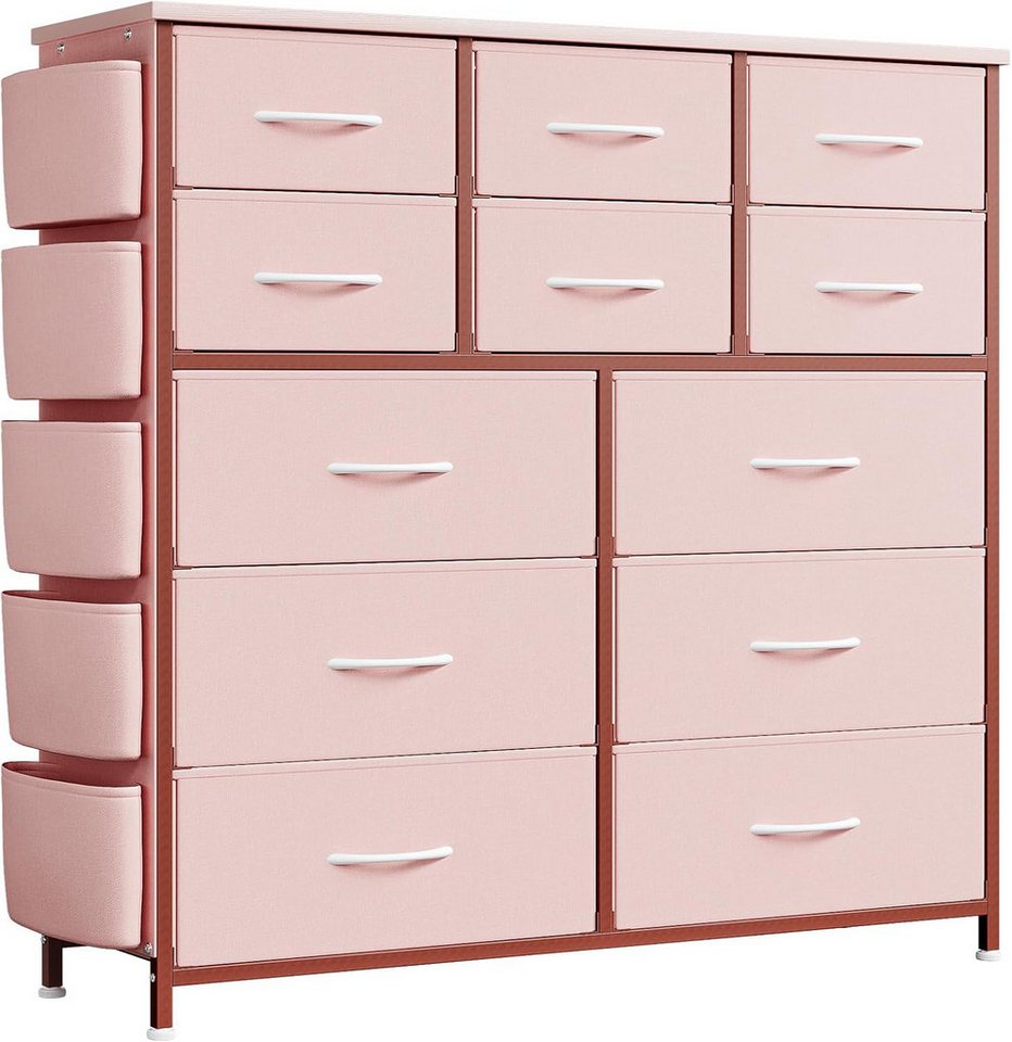 GarveeMore Kommode mit 12 Schubladen,5 Seitentaschen und 2 Haken,stabiler Metallrahmen, 6 mittlere Schubladen und 6 große Schubladen,100x99x30cm GarveeMore Kommode mit 12 Schubladen,5 Seitentaschen und 2 Haken,stabiler Metallrahmen, 6 mittlere Schubladen und 6 große Schubladen,100x99x30cm von GarveeMore