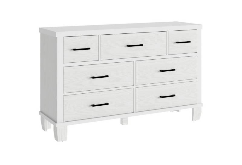 GarveeMore Kommode mit 7 Schubladen,Moderne Kommode Schrank mit Metallgriff,130x83x39cm, Holzkommode Organizer,für Schlafzimmer,Wohnzimmer,Weiß von GarveeMore