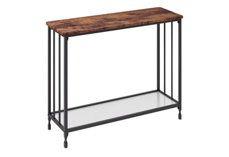 GarveeMore Konsolentisch,Beistelltisch mit 1 Glas regal,Retro-Stil,85x30x81cm von GarveeMore