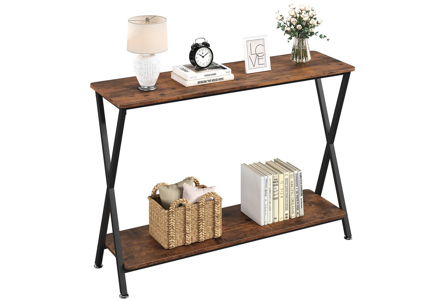 GarveeMore Konsolentisch,Beistelltisch mit 1 regal,Retro-Stil,105x30x81cm GarveeMore Konsolentisch,Beistelltisch mit 1 regal,Retro-Stil,105x30x81cm von GarveeMore