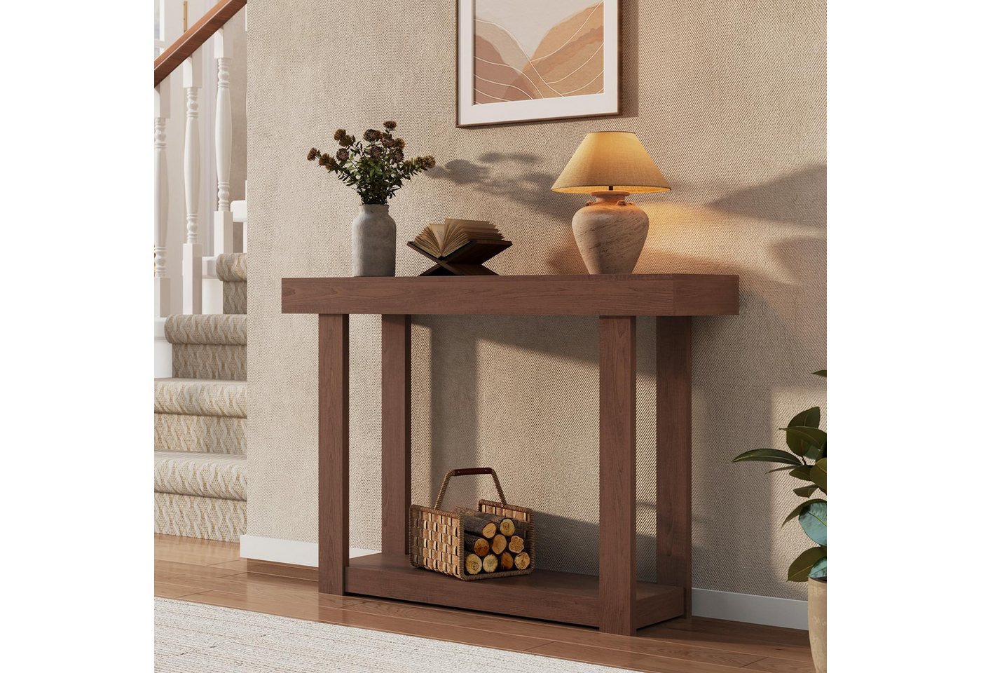 GarveeMore Konsolentisch Holz Konsole Tisch 46-Zoll schmale Konsole Tisch für Eingang von GarveeMore