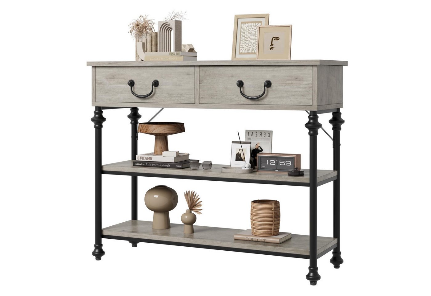 GarveeMore Konsolentisch Konsolentische für den Eingang Kleiner Eingangstisch mit 2 Schubladen von GarveeMore