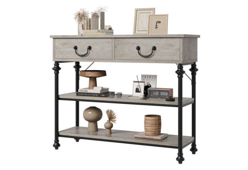 GarveeMore Konsolentisch Konsolentische für den Eingang Kleiner Eingangstisch mit 2 Schubladen von GarveeMore