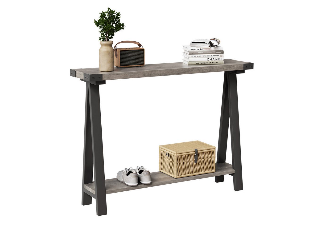 GarveeMore Konsolentisch schmaler Sofatisch Flurtisch Beistelltisch Grau 110x21x80cm GarveeMore Konsolentisch schmaler Sofatisch Flurtisch Beistelltisch Grau 110x21x80cm von GarveeMore