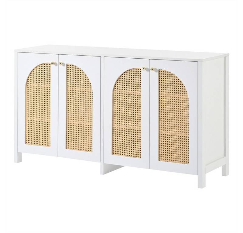 GarveeMore Küchenbuffet Sideboard Buffet Schrank mit 4 Rattan Türen von GarveeMore