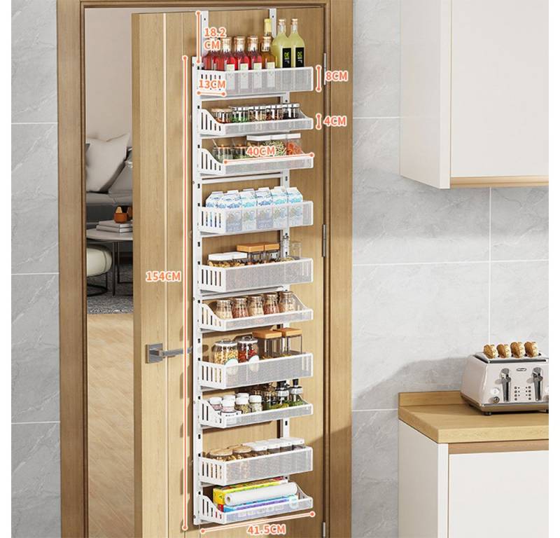 GarveeMore Küchenregal 10-Schicht Kohlenstoffstahl Tür Hängen Korb Küche Speicher Rack von GarveeMore