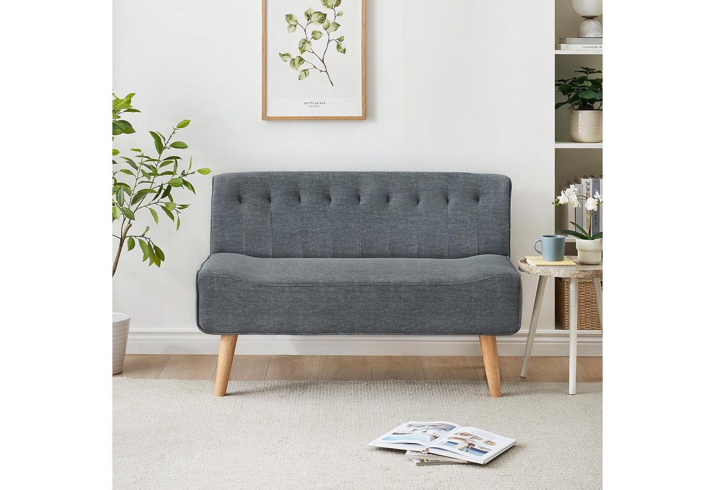 GarveeMore Loungesofa 2-Sitzer Stoffsofa Polstersofa, Retro-Look, Loungesofa von GarveeMore