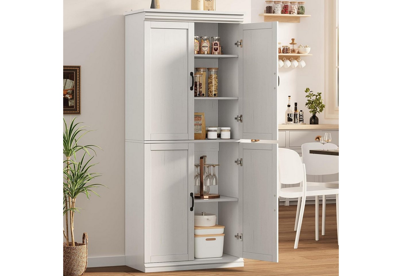 GarveeMore Mehrzweckschrank mit Türen und verstellbaren Regalen,178cm Vorratsschrank Hochschrank für Badezimmer,Esszimmer,Wohnzimmer GarveeMore Mehrzweckschrank mit Türen und verstellbaren Regalen,178cm Vorratsschrank Hochschrank für Badezimmer,Esszimmer,Wohnzimmer von GarveeMore