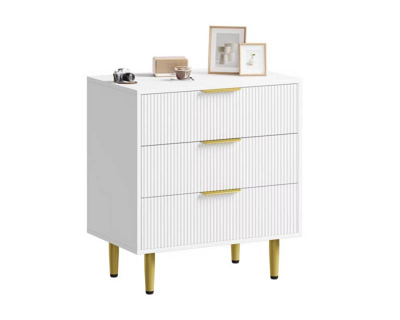 GarveeMore Nachttisch (3 Schubladen, Mit Metallgriff und Füßen), für Wohnzimmer, Schlafzimmer, Flur von GarveeMore