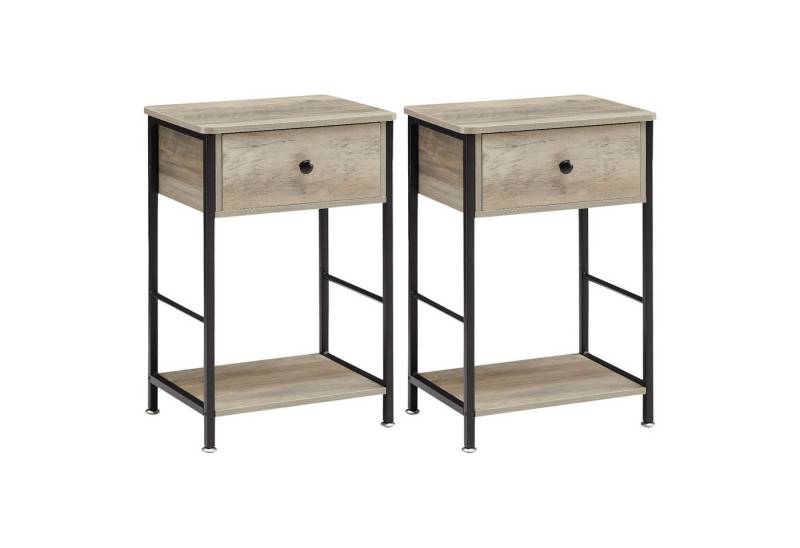 GarveeMore Nachttisch 2er Set Beistelltisch mit Schublade und Ablage 40x30x60 cm von GarveeMore