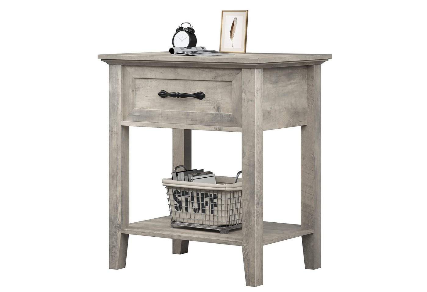 GarveeMore Nachttisch Beistelltisch mit Schublade und Ablage 50x45x60 cm von GarveeMore