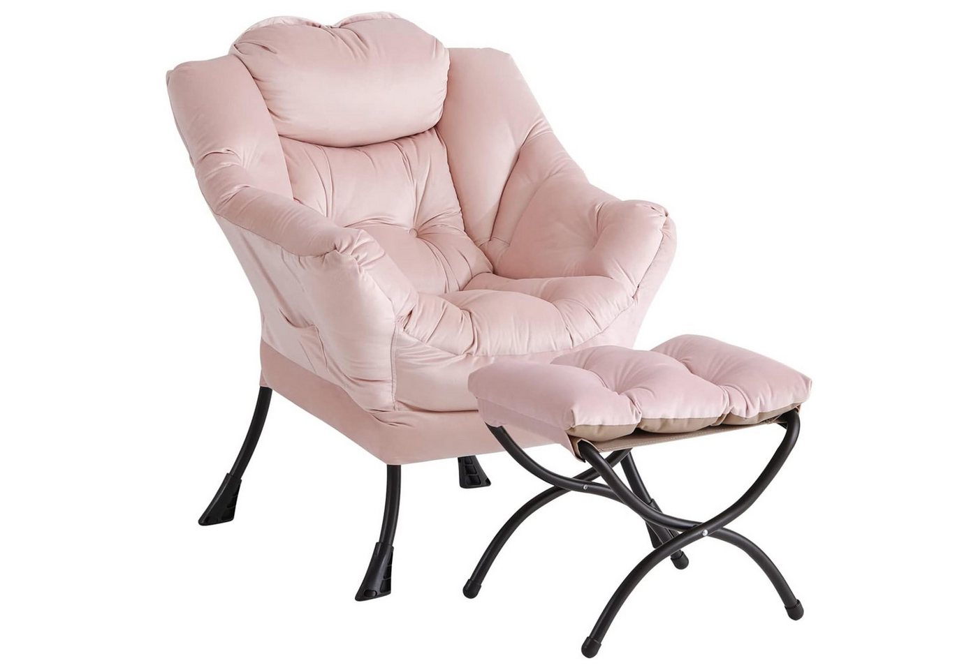 GarveeMore Ohrensessel Relaxsessel mit Hocker Ohrensessel Polstersessel Faulsesse Beige von GarveeMore