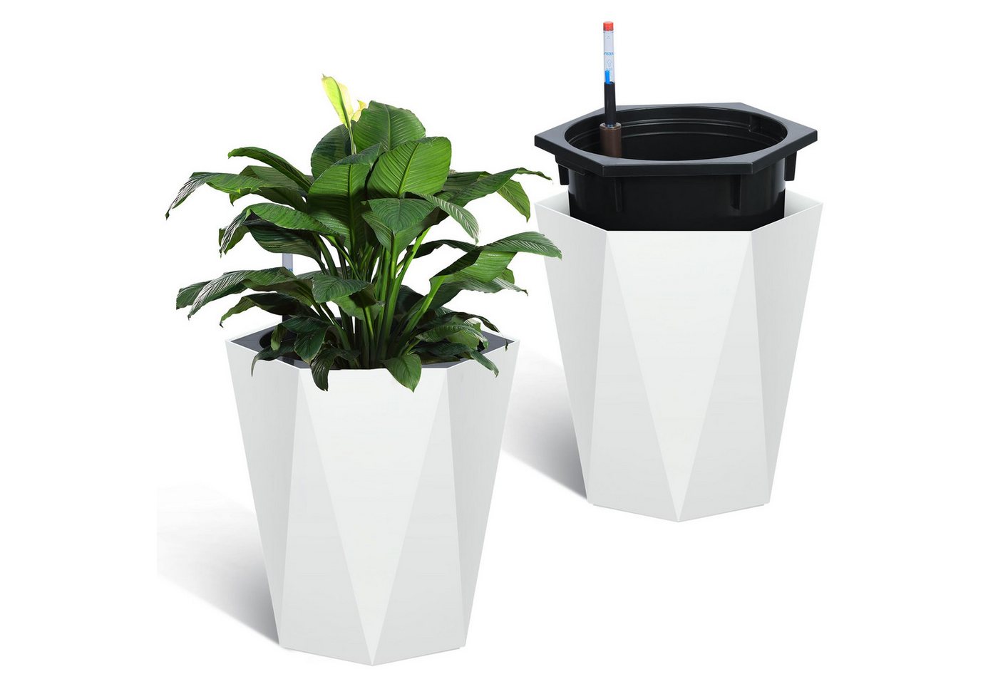 GarveeMore Pflanzkübel 16" Pflanzgefäße selbstbewässernde Pflanztöpfe mit Wasserstandsanzeige, Pflanzgefäße für den Außenbereich mit Rädern,Blumentöpfe Innenbereich GarveeMore Pflanzkübel 16" Pflanzgefäße selbstbewässernde Pflanztöpfe mit Wasserstandsanzeige, Pflanzgefäße für den Außenbereich mit Rädern,Blumentöpfe Innenbereich von GarveeMore