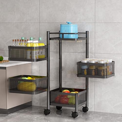 GarveeMore Resserre 4 Körbe, Servierwagen mit Rollen, Aufbewahrung von Gemüse, faltbar, Aufbewahrungsmöbel für Küche, Badezimmer, Büro, Stahl, 28 x 28 x 78 cm, Schwarz GarveeMore Resserre 4 Körbe, Servierwagen mit Rollen, Aufbewahrung von Gemüse, faltbar, Aufbewahrungsmöbel für Küche, Badezimmer, Büro, Stahl, 28 x 28 x 78 cm, Schwarz von GarveeMore