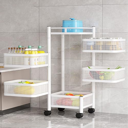 GarveeMore Resserre 4 Körbe, Servierwagen mit Rollen, Aufbewahrung von Gemüse, faltbar, Aufbewahrungsmöbel für Küche, Badezimmer, Büro, Stahl, 28 x 28 x 94 cm, Weiß GarveeMore Resserre 4 Körbe, Servierwagen mit Rollen, Aufbewahrung von Gemüse, faltbar, Aufbewahrungsmöbel für Küche, Badezimmer, Büro, Stahl, 28 x 28 x 94 cm, Weiß von GarveeMore