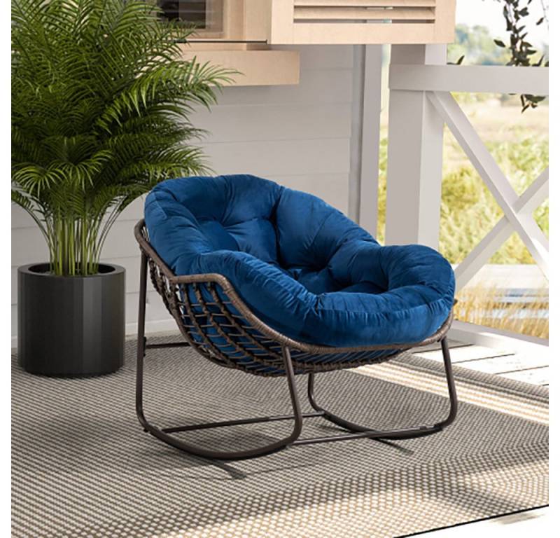 GarveeMore Schaukelsessel Schaukelsessel outdoor Wohnzimmer Garten Rattanstuhl,99x76x25cm (1 Schaukelstuhl), mit Relaxfunktion von GarveeMore