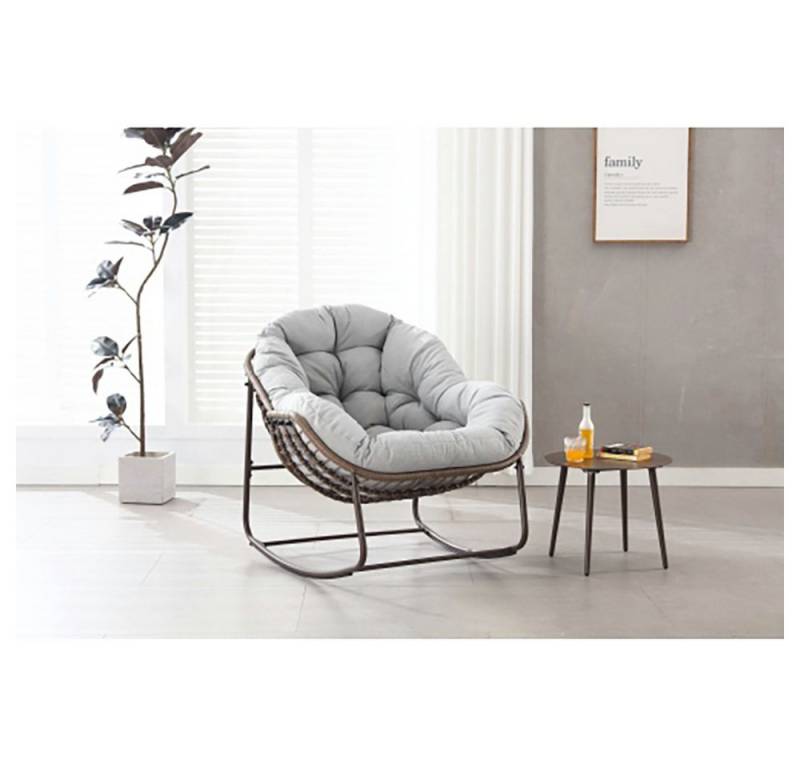 GarveeMore Schaukelsessel Schaukelsessel outdoor Wohnzimmer Garten Rattanstuhl,99x76x25cm (1 Schaukelstuhl), mit Relaxfunktion von GarveeMore