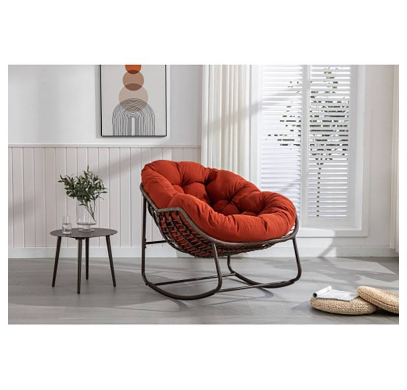 GarveeMore Schaukelsessel Schaukelsessel outdoor Wohnzimmer Garten Rattanstuhl,99x76x25cm (1 Schaukelstuhl), mit Relaxfunktion von GarveeMore