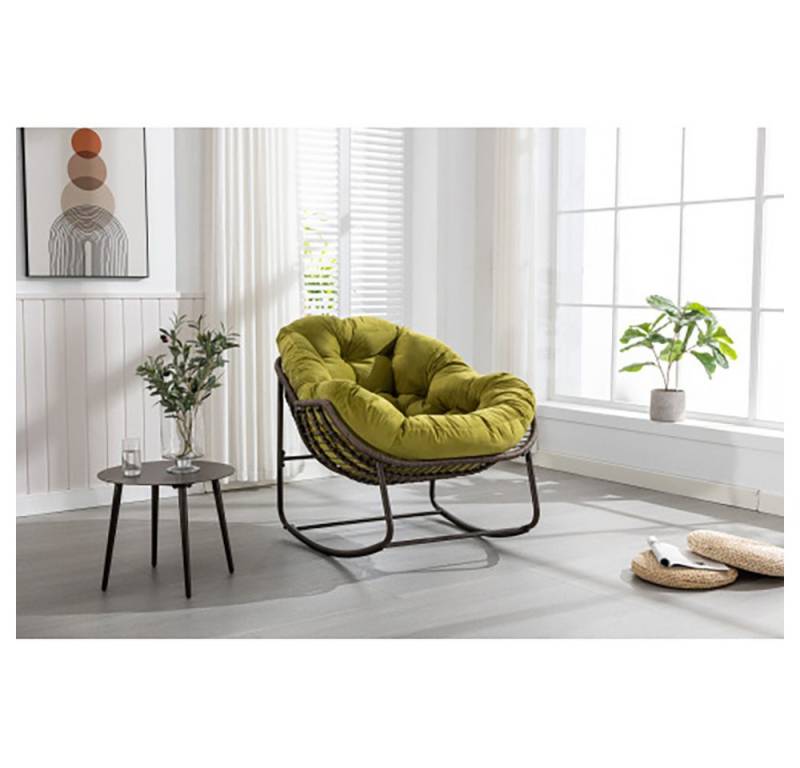 GarveeMore Schaukelsessel Schaukelsessel outdoor Wohnzimmer Garten Rattanstuhl,99x76x25cm (1 Schaukelstuhl), mit Relaxfunktion von GarveeMore