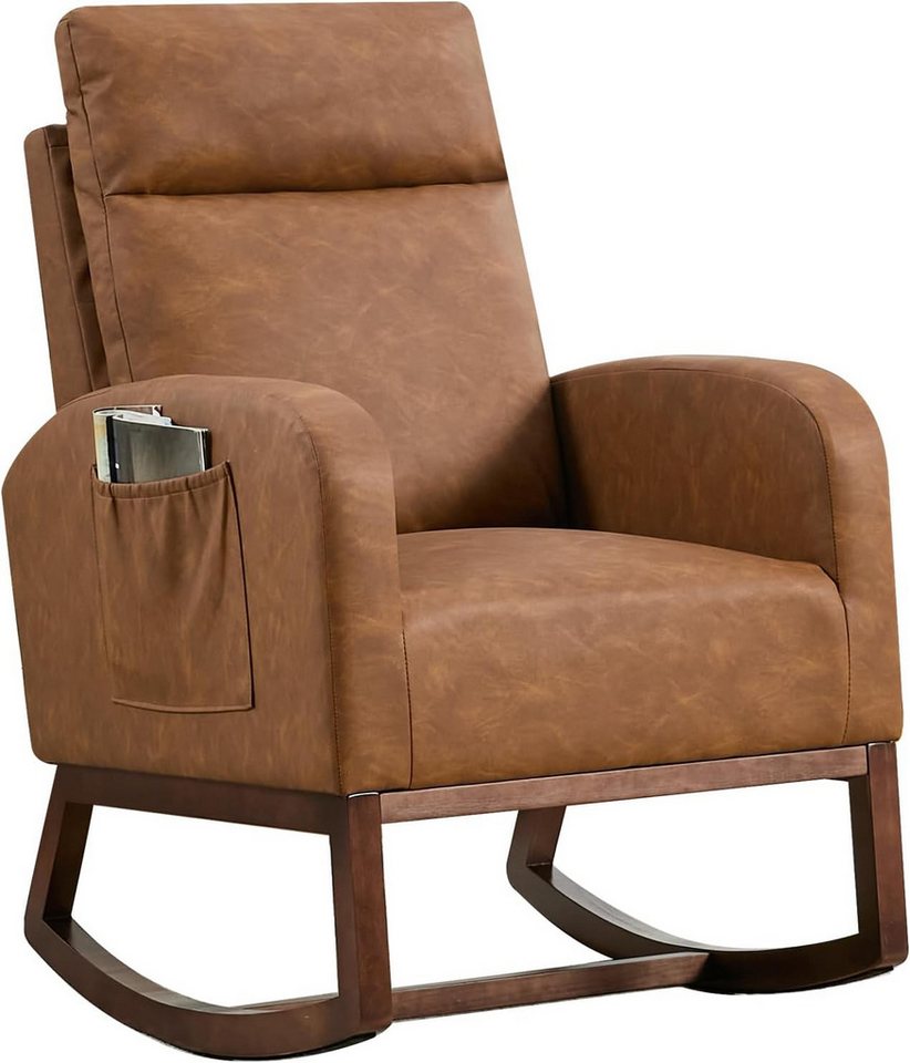 GarveeMore Schaukelstuhl mit Seitentasche,hoher Rückenlehne,gepolsterter Sitz, Akzentsessel für Wohnzimmer,Kinderzimmer,Schlafzimmer GarveeMore Schaukelstuhl mit Seitentasche,hoher Rückenlehne,gepolsterter Sitz, Akzentsessel für Wohnzimmer,Kinderzimmer,Schlafzimmer von GarveeMore